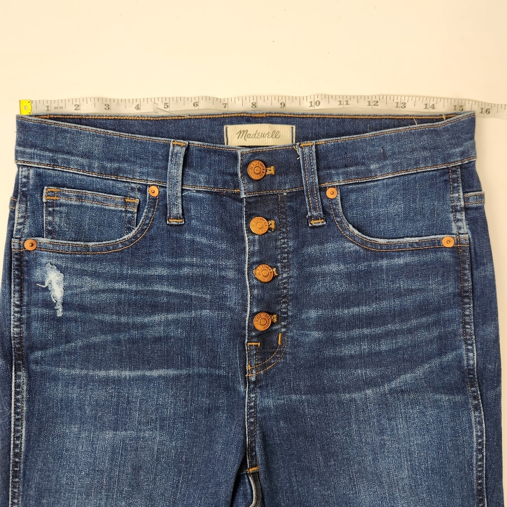 Madewell 10" High-Rise Skinny Jeans In Hannah Wash Button Fly Blue Denim Size 28 - Picture 5 of 15